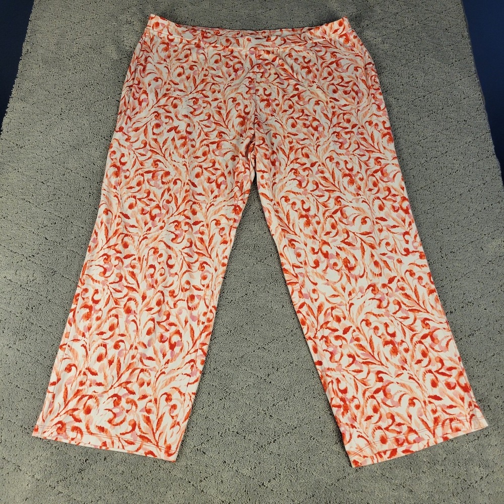 Susan Graver Pants Womens 2XL Pink Pull On Wide Leg High Rise Soft Elastic Waist